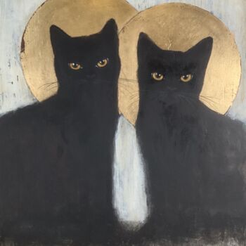 "CATS" başlıklı Tablo Eva Fialka tarafından, Orijinal sanat, Akrilik