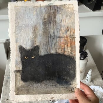 Painting titled "CAT" by Eva Fialka, Original Artwork, Acrylic