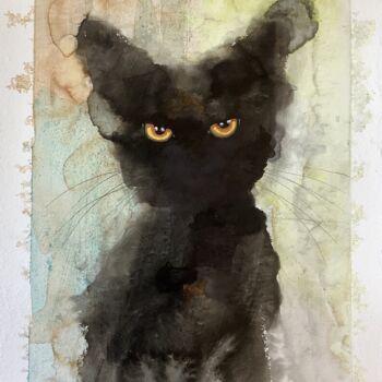 Pittura intitolato "CAT 5" da Eva Fialka, Opera d'arte originale, Acquarello