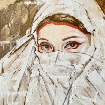 Картина под названием "Hijab" - Eva Gets, Подлинное произведение искусства, Акрил Установлен на Деревянная рама для носилок