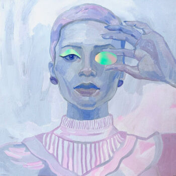 Картина под названием "Cold woman" - Eva Gets, Подлинное произведение искусства, Акрил Установлен на Деревянная рама для нос…
