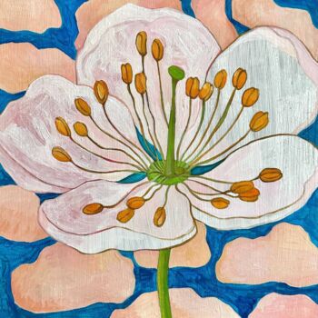 Painting titled "Spring is alive" by Eva Gets, Original Artwork, Acrylic Mounted on Wood Panel