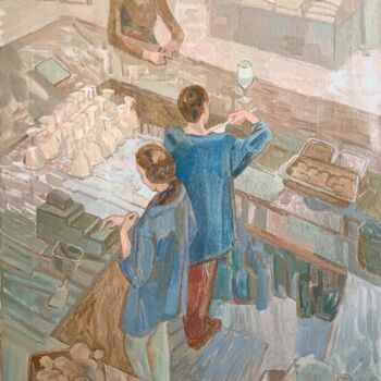 Pittura intitolato "Behind the bar" da Eva Gets, Opera d'arte originale, Olio Montato su Telaio per barella in legno