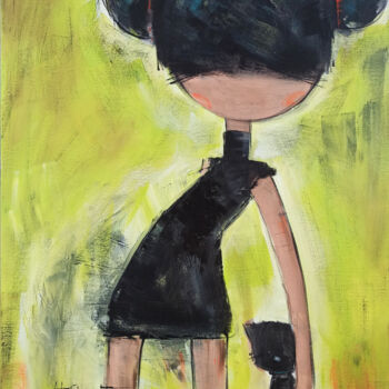 Картина под названием "Felina" - Eva Hidalgo, Подлинное произведение искусства, Акрил Установлен на Деревянная рама для носи…