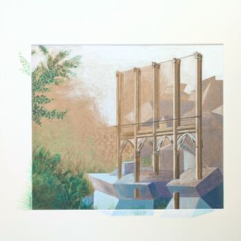 Painting titled "La côte de l'église…" by Eva Khatchadourian, Original Artwork, Acrylic Mounted on Wood Panel
