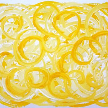 Desenho intitulada "YellowWhite" por Eva Kuzey, Obras de arte originais, Guache
