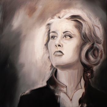 Pittura intitolato "Jeanne Moreau (youn…" da Eva Lacres, Opera d'arte originale, Olio
