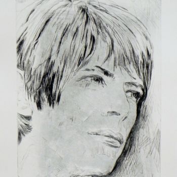 Printmaking titled "The young David Bow…" by Eva Lacres, Original Artwork, Engraving