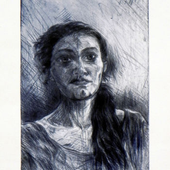 Printmaking titled "Zara" by Eva Lacres, Original Artwork, Etching