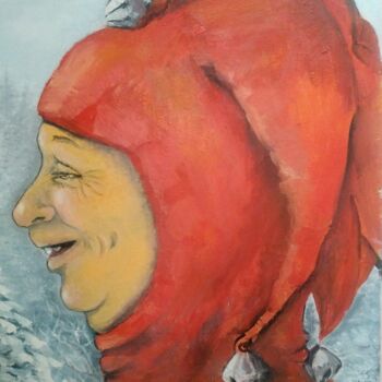 Картина под названием "Шут" - Eva Lazaryan, Подлинное произведение искусства, Масло Установлен на Деревянная рама для носилок