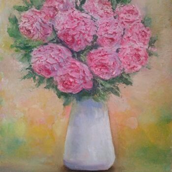 Schilderij getiteld "Букет роз" door Eva Lazaryan, Origineel Kunstwerk, Olie