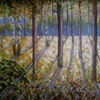 Картина под названием "Осеннее солнечное у…" - Eva Lazaryan, Подлинное произведение искусства, Масло Установлен на Деревянна…