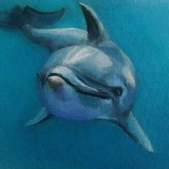Schilderij getiteld "Дельфин" door Eva Lazaryan, Origineel Kunstwerk, Olie