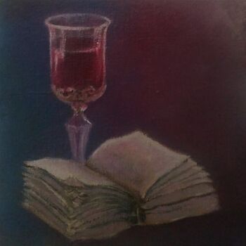 Painting titled "In vino veritas" by Eva Lazaryan, Original Artwork, Oil Mounted on Other rigid panel
