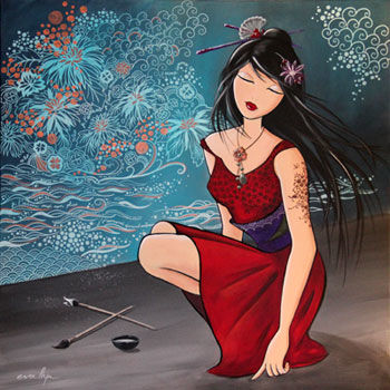 Painting titled "Hiketsu" by Eva Lhyn, Original Artwork, Oil