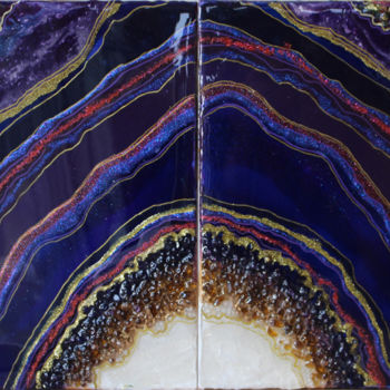 Painting titled "Purple Life" by Eva Mabelton, Original Artwork, Resin