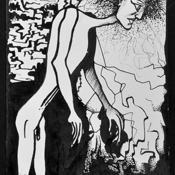 Drawing titled "Abattement" by Eva Mifsud, Original Artwork, Ink
