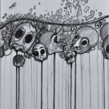 Rysunek zatytułowany „Le ciel te tombe su…” autorstwa Eva Mifsud, Oryginalna praca, Atrament
