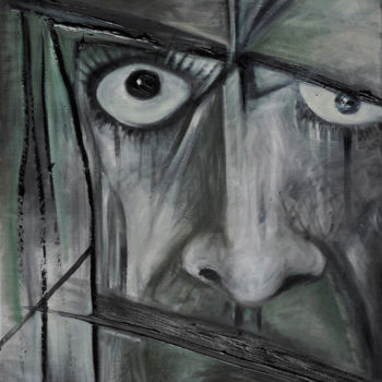 Pintura titulada "Visage gris" por Eva Mifsud, Obra de arte original, Oleo