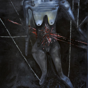 Painting titled "Femme suspendue" by Eva Mifsud, Original Artwork, Oil