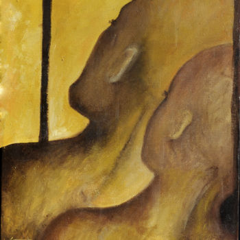 Pintura intitulada "Deux profils, père…" por Eva Mifsud, Obras de arte originais, Óleo
