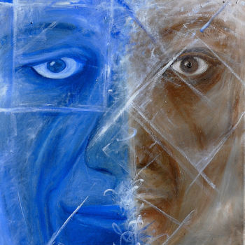 Painting titled "Demi-visages" by Eva Mifsud, Original Artwork, Oil