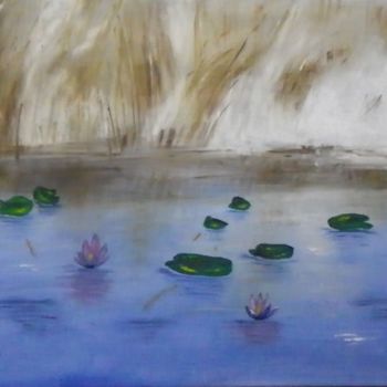 Pintura intitulada "lakeside" por Éva Mihalovics, Obras de arte originais, Óleo