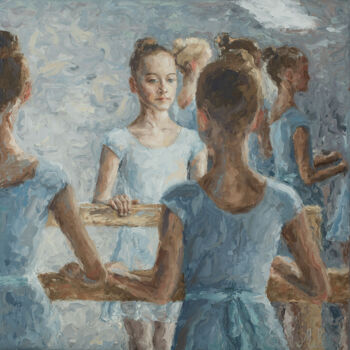 Pintura titulada "Ballet Class. Girly…" por Eva Mili, Obra de arte original, Oleo Montado en Bastidor de camilla de madera