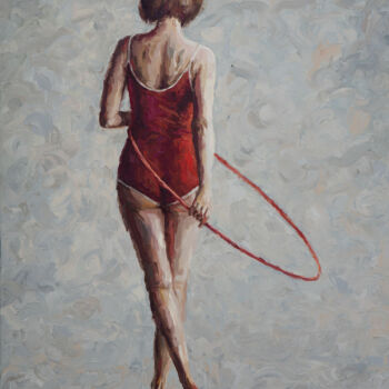 Pintura titulada "Woman with Red Hoop…" por Eva Mili, Obra de arte original, Oleo