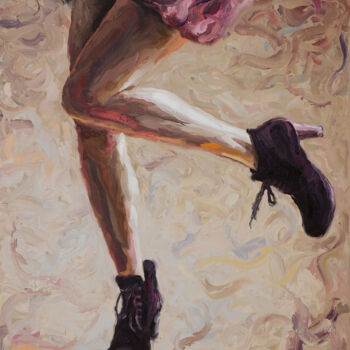 Painting titled "Legs of Woman. Pink…" by Eva Mili, Original Artwork, Oil Mounted on Wood Stretcher frame