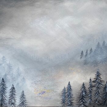Картина под названием "Winter forest" - Eva Min, Подлинное произведение искусства, Акрил