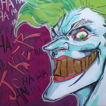 Painting titled "Joker Portrait stre…" by Eva Pantera, Original Artwork, Acrylic Mounted on Wood Stretcher frame
