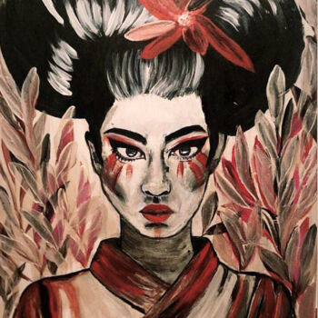 Peinture intitulée "Geisha en Elegancia…" par Eva Perez, Œuvre d'art originale, Acrylique