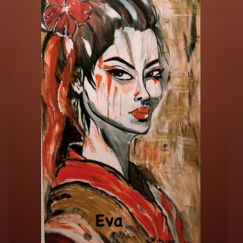 Pintura titulada "Geisha de Elegancia…" por Eva Perez, Obra de arte original, Acrílico