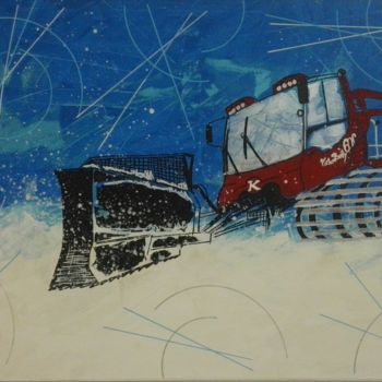 Painting titled "Snowcat" by Eva Valdrighi, Original Artwork, Acrylic