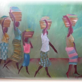 Peinture intitulée "Africaines 4" par Rachel Klein, Œuvre d'art originale