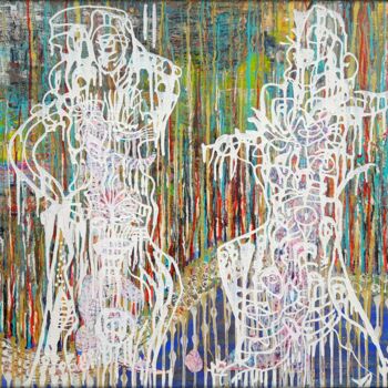 Peinture intitulée "DANCING IN THE RAIN" par Eva Dahn Rubin, Œuvre d'art originale, Acrylique Monté sur Châssis en bois