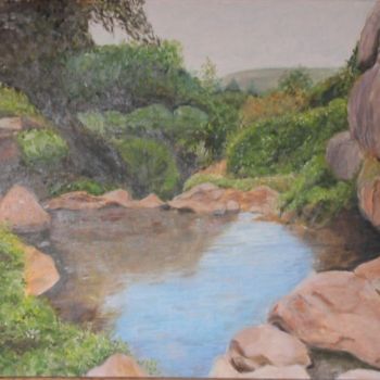 Painting titled "The little pond" by Eva Ban Gophen, Original Artwork