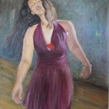 Painting titled "Joy" by Eva Ban Gophen, Original Artwork, Oil Mounted on Wood Stretcher frame