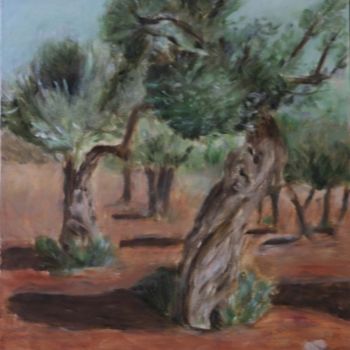 Schilderij getiteld "Olive trees" door Eva Ban Gophen, Origineel Kunstwerk, Olie
