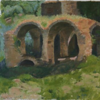 Painting titled "Ruins of the old Wa…" by Eva Ban Gophen, Original Artwork, Oil