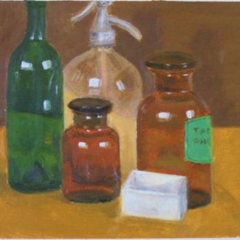 Painting titled "Bottles" by Eva Ban Gophen, Original Artwork, Oil