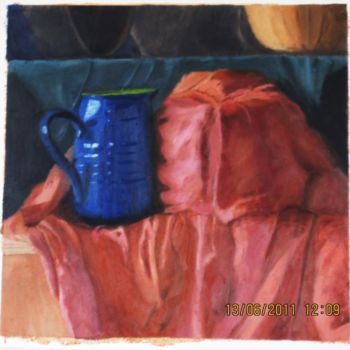 Painting titled "The blue Jar" by Eva Ban Gophen, Original Artwork