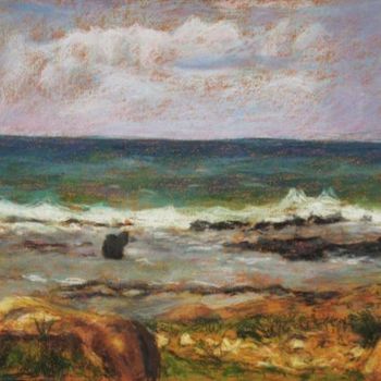 Painting titled "The sea in Naharya" by Eva Ban Gophen, Original Artwork