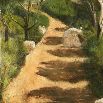 Painting titled "The path in the park" by Eva Ban Gophen, Original Artwork