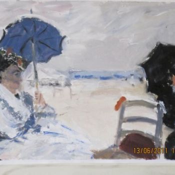 Painting titled "Womens on beach, Af…" by Eva Ban Gophen, Original Artwork