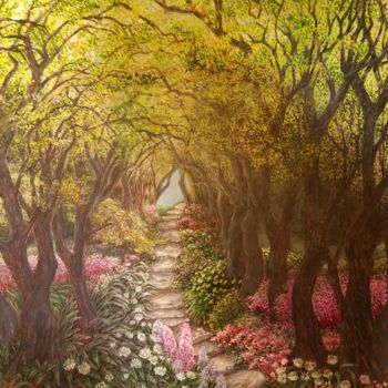 Drawing titled ""Woodland Flowered…" by Eva Maria Jones, Original Artwork, Marker