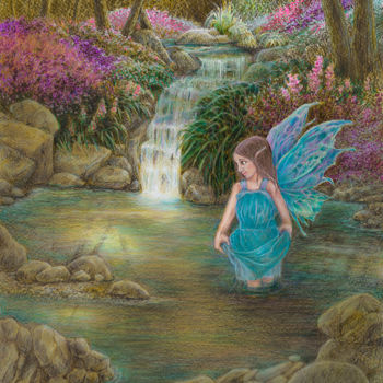 Drawing titled "Woodland Fairy" by Eva Maria Jones, Original Artwork, Marker