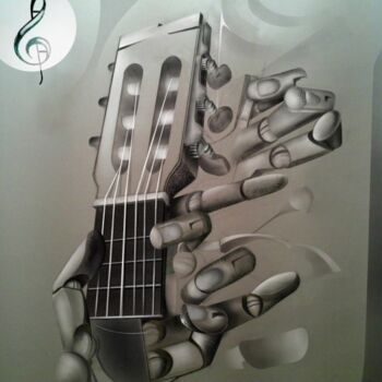 Pintura intitulada "hand with guitar" por Evaldo Amatizi, Obras de arte originais, Outro
