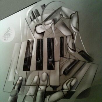 Painting titled "hand with keyboard" by Evaldo Amatizi, Original Artwork, Other
